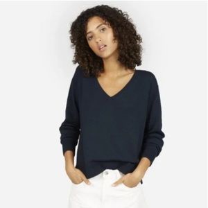 Everlane Navy V-Neck Sweater 100% Cotton size xs